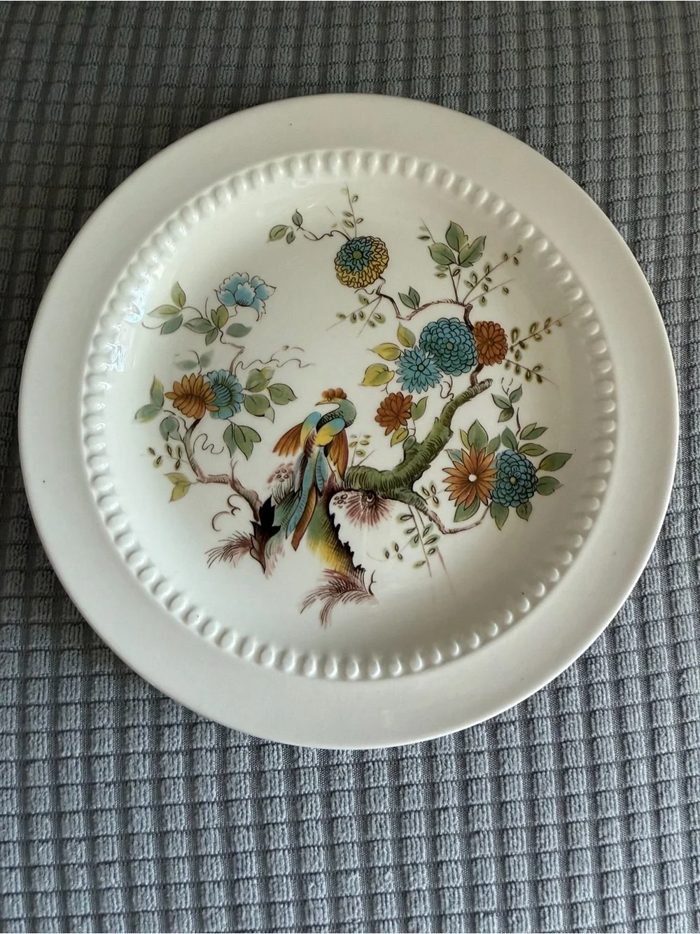 Decorative Floral Bird Ceramic Dinner Plate in Cream by Royal Cauldon Paradise